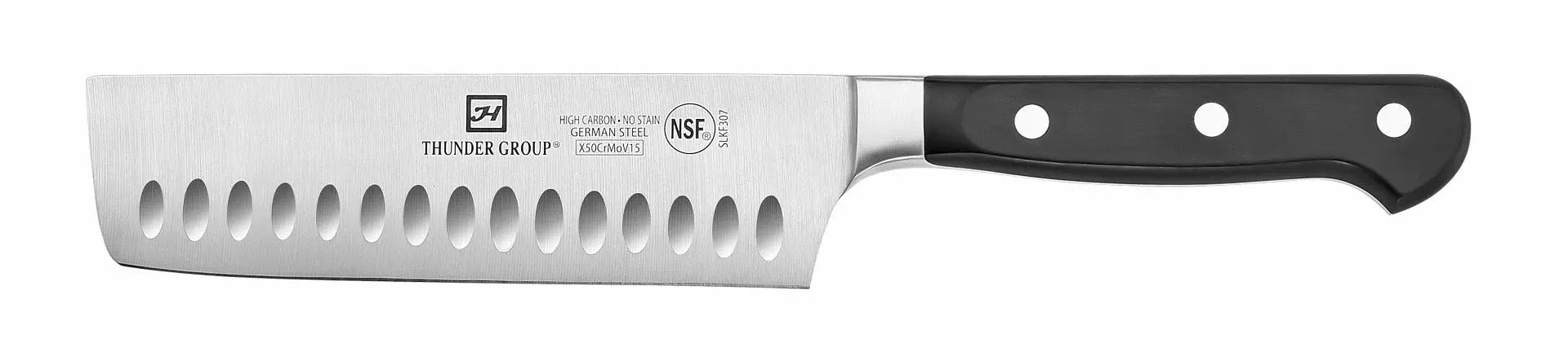 Thunder Group Nakiri Knife, 7" Blade, Hollow Ground, Forged German Steel, NSF by Thunder Group (thunder-group-nakiri-knife-7-blade-hollow-ground-forged-german-steel-nsf)
