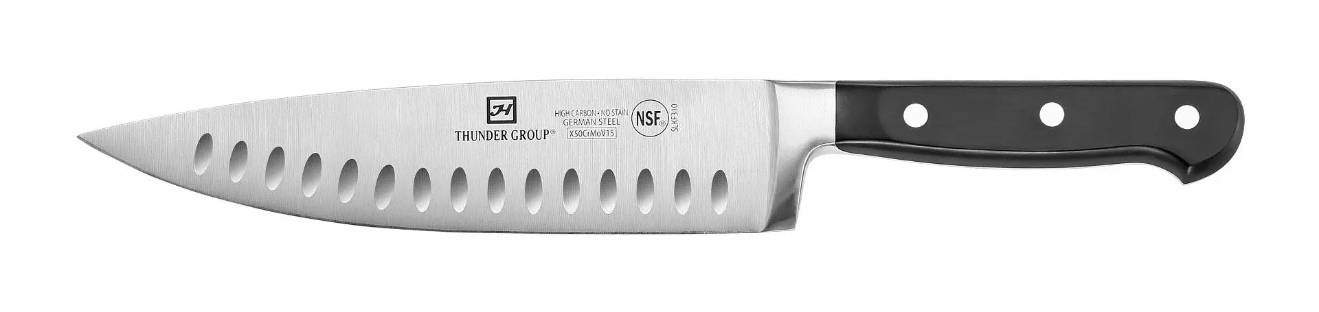 Thunder Group Chef's Knife, 8" Blade, Hollow Ground, Forged German Steel, NSF by Thunder Group (thunder-group-chefs-knife-8-blade-hollow-ground-forged-german-steel-nsf)