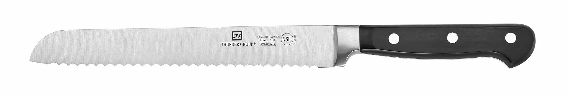Thunder Group Bread Knife, 8" Blade, Forged German Steel, NSF by Thunder Group (thunder-group-bread-knife-8-blade-forged-german-steel-nsf)