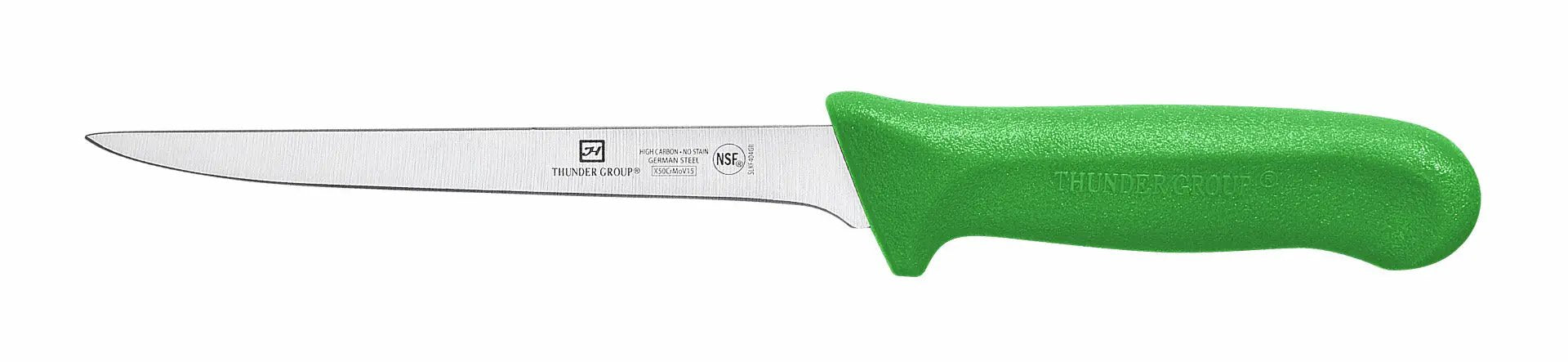 Thunder Group Boning Knife, 6" Blade, Narrow, Green Polypropylene Handles, German Steel, NSF by Thunder Group (thunder-group-boning-knife-6-blade-narrow-green-polypropylene-handles-german-steel-nsf)
