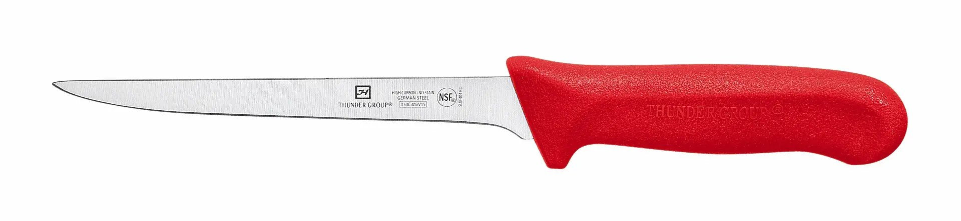 Thunder Group Boning Knife, 6" Blade, Narrow, Red Polypropylene Handles, German Steel, NSF by Thunder Group (thunder-group-boning-knife-6-blade-narrow-red-polypropylene-handles-german-steel-nsf)