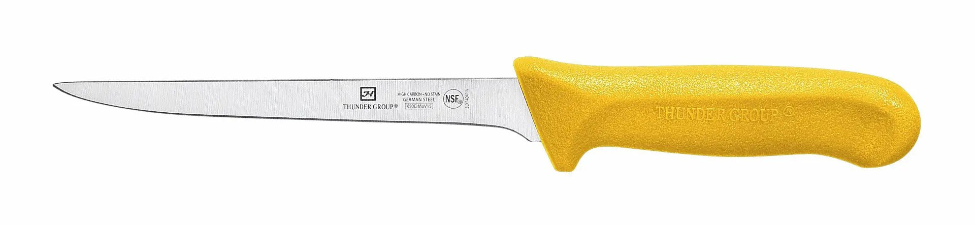 Thunder Group Boning Knife, 6" Blade, Narrow, Yellow Polypropylene Handles, German Steel, NSF by Thunder Group (thunder-group-boning-knife-6-blade-narrow-yellow-polypropylene-handles-german-steel-nsf)