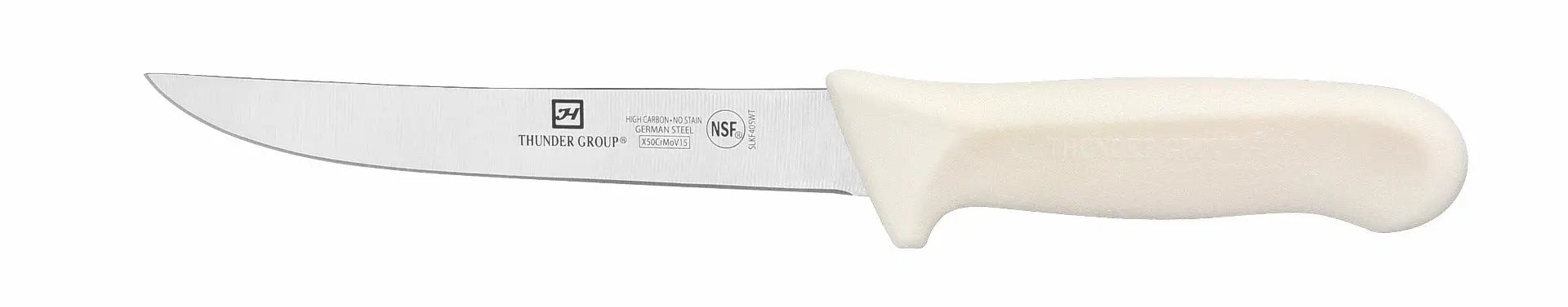 Thunder Group Boning Knife, 6" Blade,Wide, White Polypropylene Handles, German Steel, NSF by Thunder Group (thunder-group-boning-knife-6-blade-wide-white-polypropylene-handles-german-steel-nsf)