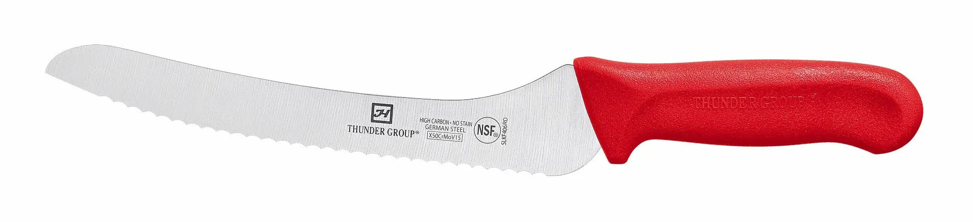 Thunder Group Bread Knife, 9" Blade, Red Polypropylene Handles, German Steel, NSF by Thunder Group (thunder-group-bread-knife-9-blade-red-polypropylene-handles-german-steel-nsf)