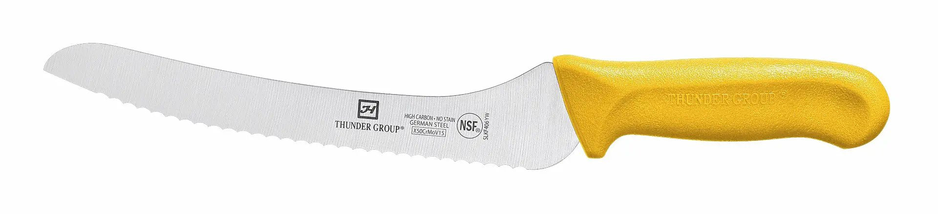 Thunder Group Bread Knife, 9" Blade, Yellow Polypropylene Handles, German Steel, NSF by Thunder Group (thunder-group-bread-knife-9-blade-yellow-polypropylene-handles-german-steel-nsf)
