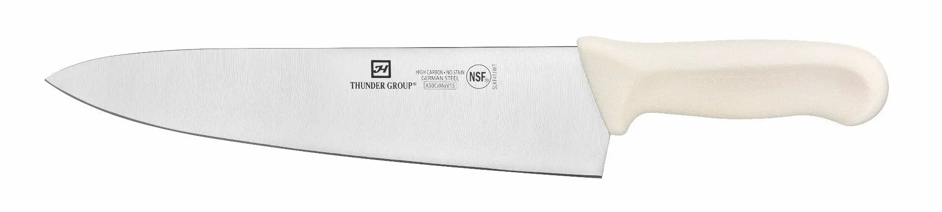 Thunder Group Chef's Knife, 10" Blade, White Polypropylene Handles, German Steel, NSF by Thunder Group (thunder-group-chefs-knife-10-blade-white-polypropylene-handles-german-steel-nsf)