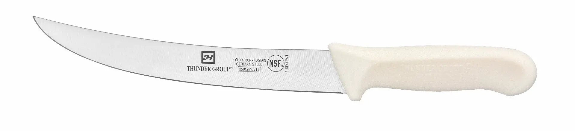 Thunder Group Breaking Knife, 8" Blade, White Polypropylene Handles, German Steel, NSF by Thunder Group (thunder-group-breaking-knife-8-blade-white-polypropylene-handles-german-steel-nsf)