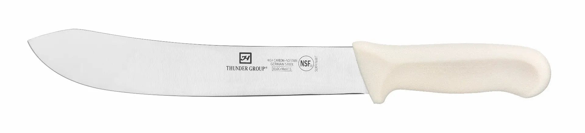 Thunder Group Butcher Knife, 10" Blade, White Polypropylene Handles, German Steel, NSF by Thunder Group (thunder-group-butcher-knife-10-blade-white-polypropylene-handles-german-steel-nsf)