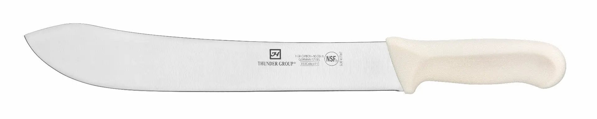 Thunder Group Butcher Knife, 12" Blade, White Polypropylene Handles, German Steel, NSF by Thunder Group (thunder-group-butcher-knife-12-blade-white-polypropylene-handles-german-steel-nsf)