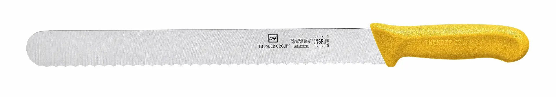 Thunder Group Slicer, 12" Blade, Wavy Edge, Yellow Polypropylene Handles, German Steel, NSF by Thunder Group (thunder-group-slicer-12-blade-wavy-edge-yellow-polypropylene-handles-german-steel-nsf)