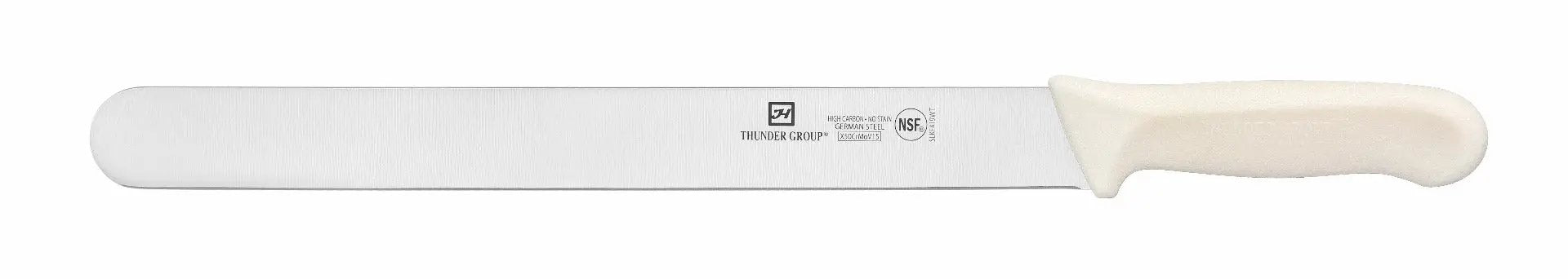 Thunder Group Roast Beef Slicer, 12" Blade, White Polypropylene Handles, German Steel, NSF by Thunder Group (thunder-group-roast-beef-slicer-12-blade-white-polypropylene-handles-german-steel-nsf)