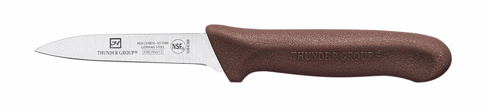 Thunder Group Paring Kinfe, 3-1/4" Blade, Brown Polypropylene Handles, 2 Piece/Pack, German Steel, NSF by Thunder Group (thunder-group-paring-kinfe-3-1-4-blade-brown-polypropylene-handles-2-piece-pack-german-steel-nsf)
