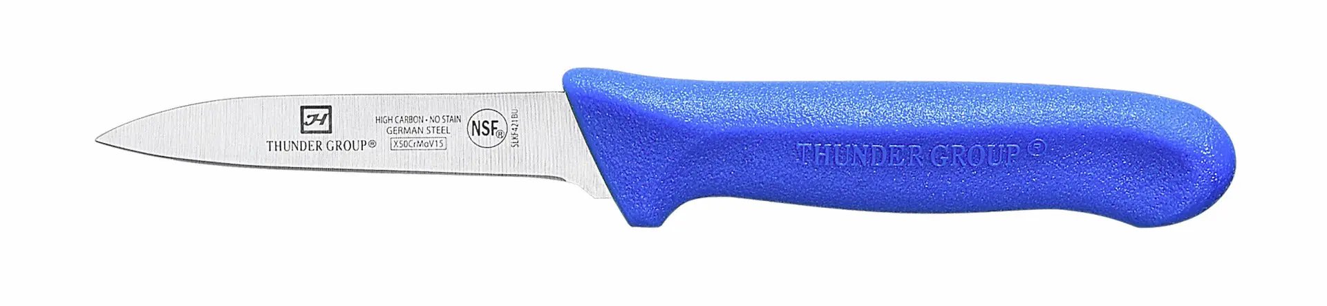 Thunder Group Paring Kinfe, 3-1/4" Blade, Blue Polypropylene Handles, 2 Piece/Pack, German Steel, NSF by Thunder Group (thunder-group-paring-kinfe-3-1-4-blade-blue-polypropylene-handles-2-piece-pack-german-steel-nsf)
