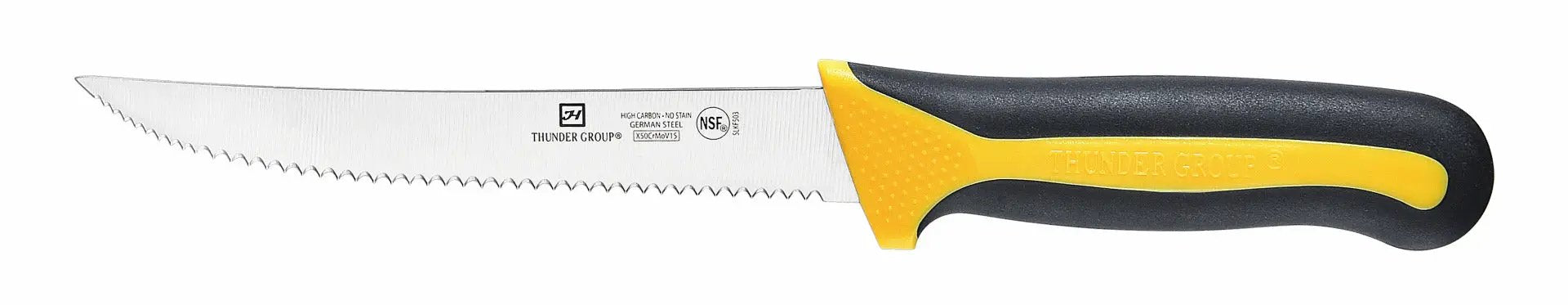 Thunder Group Utility Knife, 5-1/2" Blade, Serrated Edge, Soft-Grip Handles, German Steel, NSF by Thunder Group (thunder-group-utility-knife-5-1-2-blade-serrated-edge-soft-grip-handles-german-steel-nsf)