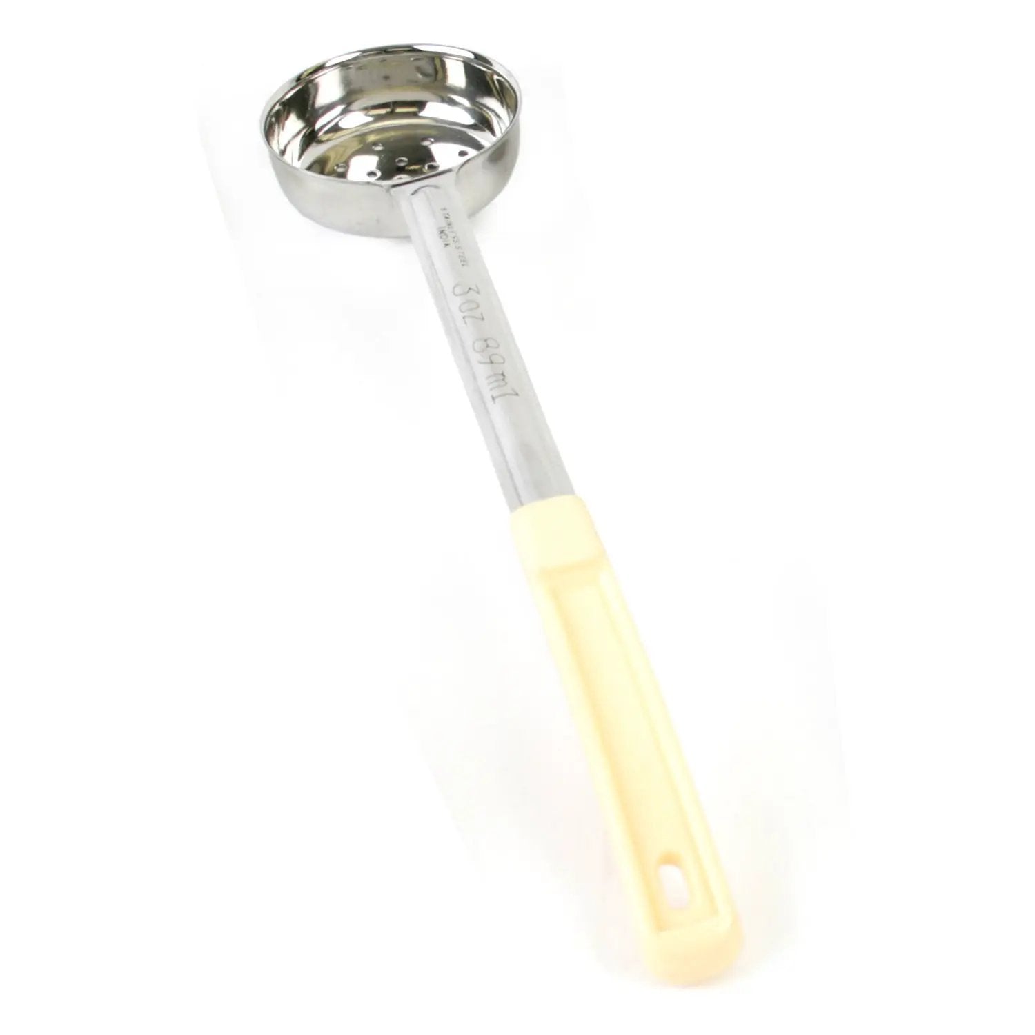 Thunder Group 3 oz, 12-5/8" x 2-7/8" x 1-5/8", Perforated Portion Controller, Ivory Color, Stainless Steel Body (1mm Thickness) with Polypropylene Handle, Color Coded, Dishwasher Safe, Each Grip Surface, Two-Piece Construction by Thunder Group (thunder-group-3-oz-12-5-8-x-2-7-8-x-1-5-8-perforated-portion-controller-ivory-color-stainless-steel-body-1mm-thickness-with-polypropylene-handle-color-coded-dishwasher-safe-each-grip-surface-two-piece-construction)