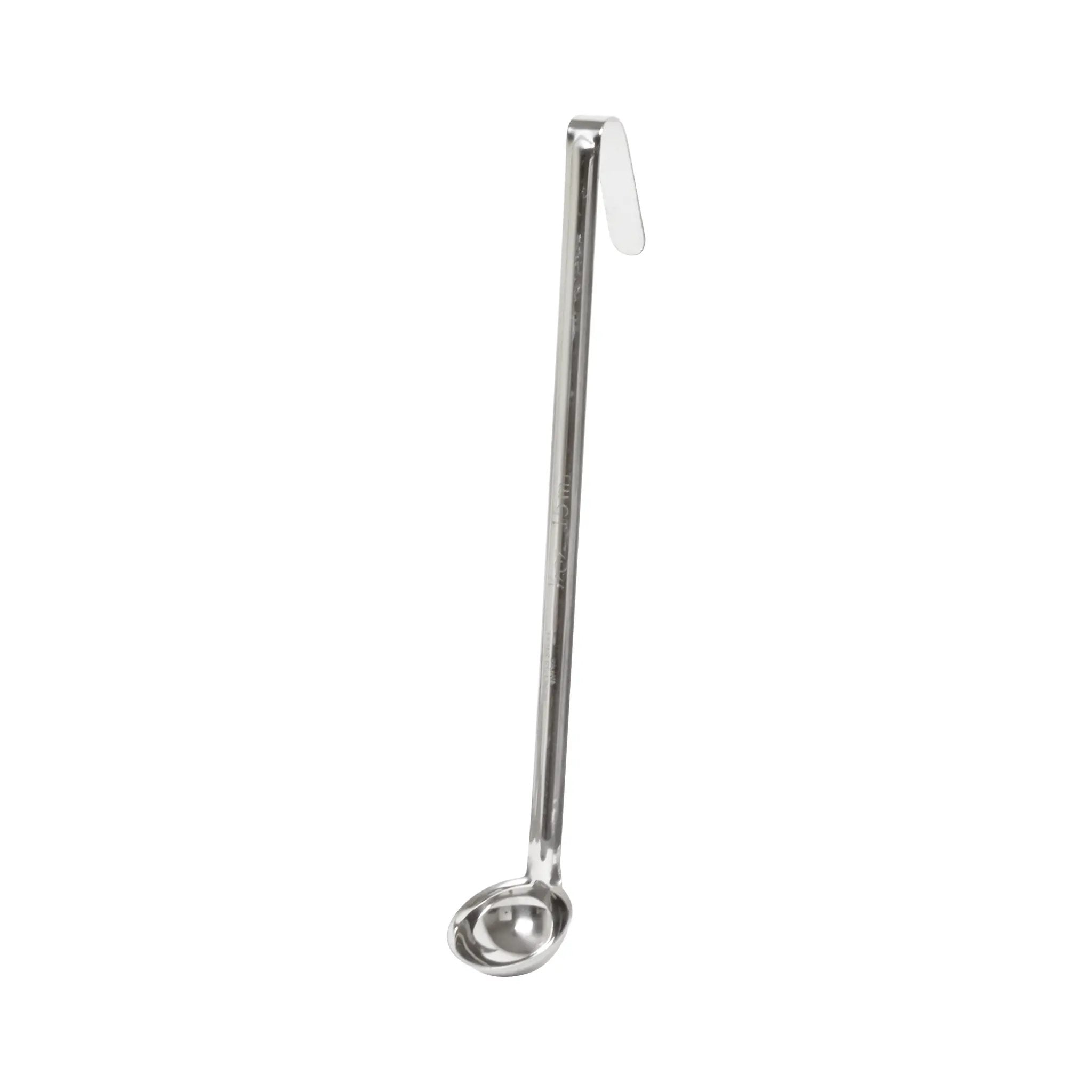 Thunder Group 1/2 oz, 1-3/4" Diameter x 1/2" Height Ladle Bowl size, 10" Length x 1/2" Width Handle and 2-3/8" Length x 1/2" width bended tip can be easily Stored on Pot rim or hung on rack, Stainless Steel Ladle, One-Piece Construction by Thunder Group (thunder-group-1-2-oz-1-3-4-diameter-x-1-2-height-ladle-bowl-size-10-length-x-1-2-width-handle-and-2-3-8-length-x-1-2-width-bended-tip-can-be-easily-stored-on-pot-rim-or-hung-on-rack-stainless-steel-ladle-one-piece-construction)
