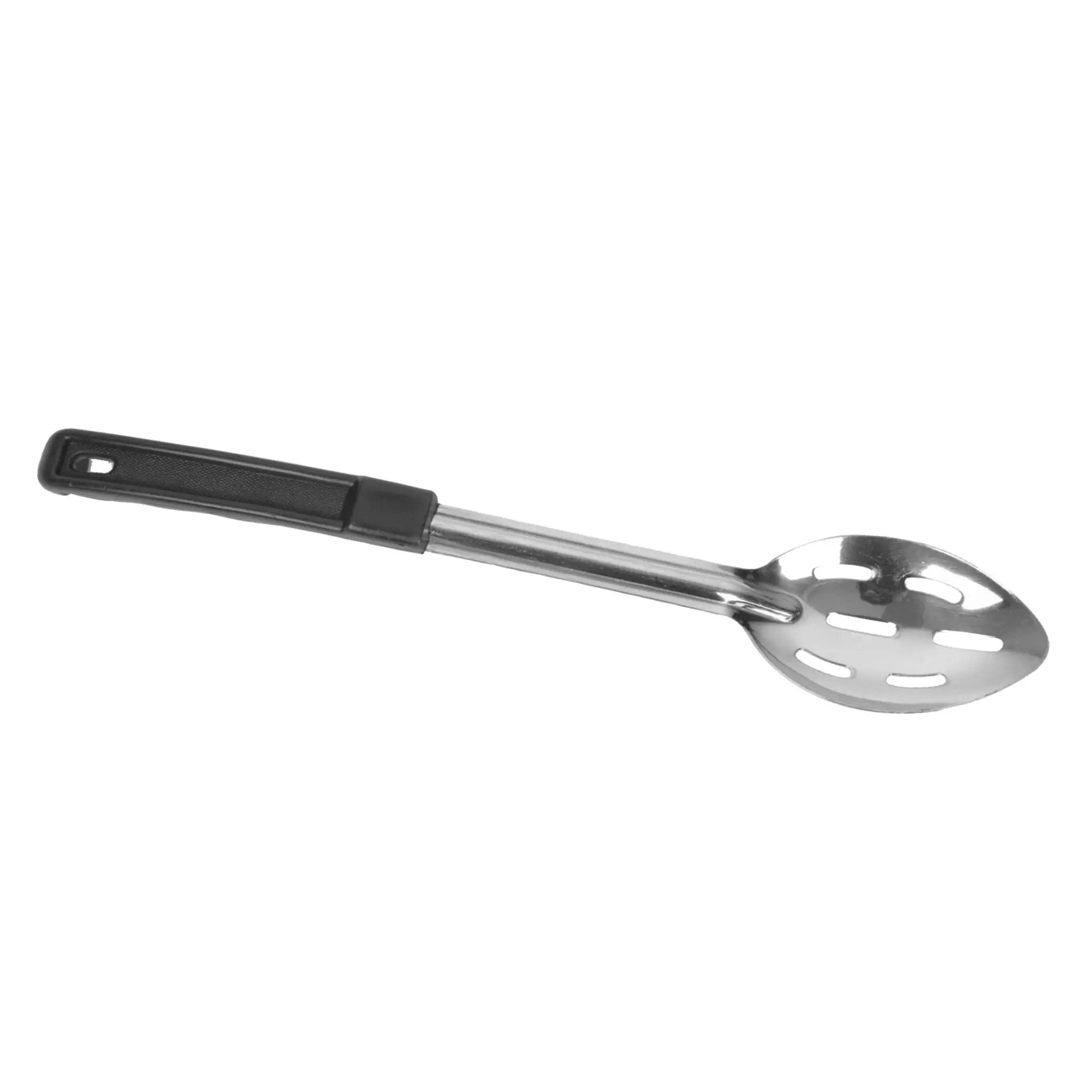 Thunder Group 4-1/8" x 2-5/8", Slotted Basting Spoon, Stainless Steel (1.2mm Thickness) with 8-3/4" Handle (Included 4-7/8" Black Polypropylene Easy Grip), slot sizes: 1" x 1/4", 7/8" x 1/4" & 2/3" x 1/4", Heavy-Duty by Thunder Group (thunder-group-4-1-8-x-2-5-8-slotted-basting-spoon-stainless-steel-1-2mm-thickness-with-8-3-4-handle-included-4-7-8-black-polypropylene-easy-grip-slot-sizes-1-x-1-4-7-8-x-1-4-2-3-x-1-4-heavy-duty)