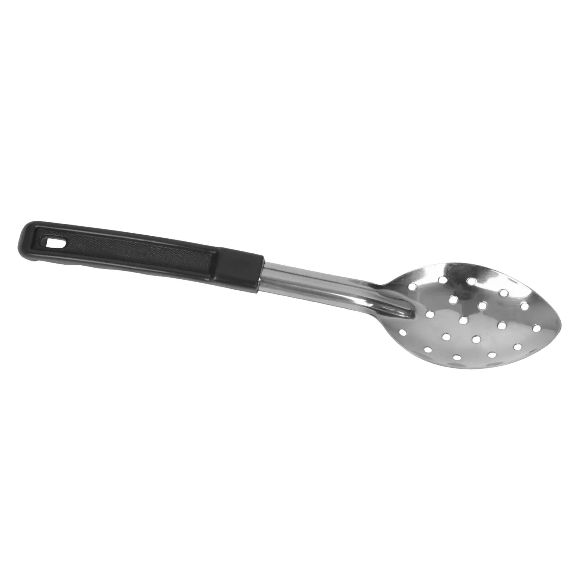 Thunder Group 4-1/8" x 2-5/8", Perforated Basting Spoon, Stainless Steel (1.2mm Thickness) with 10-3/4" Handle (Included 4-7/8" Black Polypropylene Easy Grip), Perforated Hole sizes: 1/4" Diameter & 1/8" Diameter, Heavy-Duty by Thunder Group (thunder-group-4-1-8-x-2-5-8-perforated-basting-spoon-stainless-steel-1-2mm-thickness-with-10-3-4-handle-included-4-7-8-black-polypropylene-easy-grip-perforated-hole-sizes-1-4-diameter-1-8-diameter-heavy-duty)