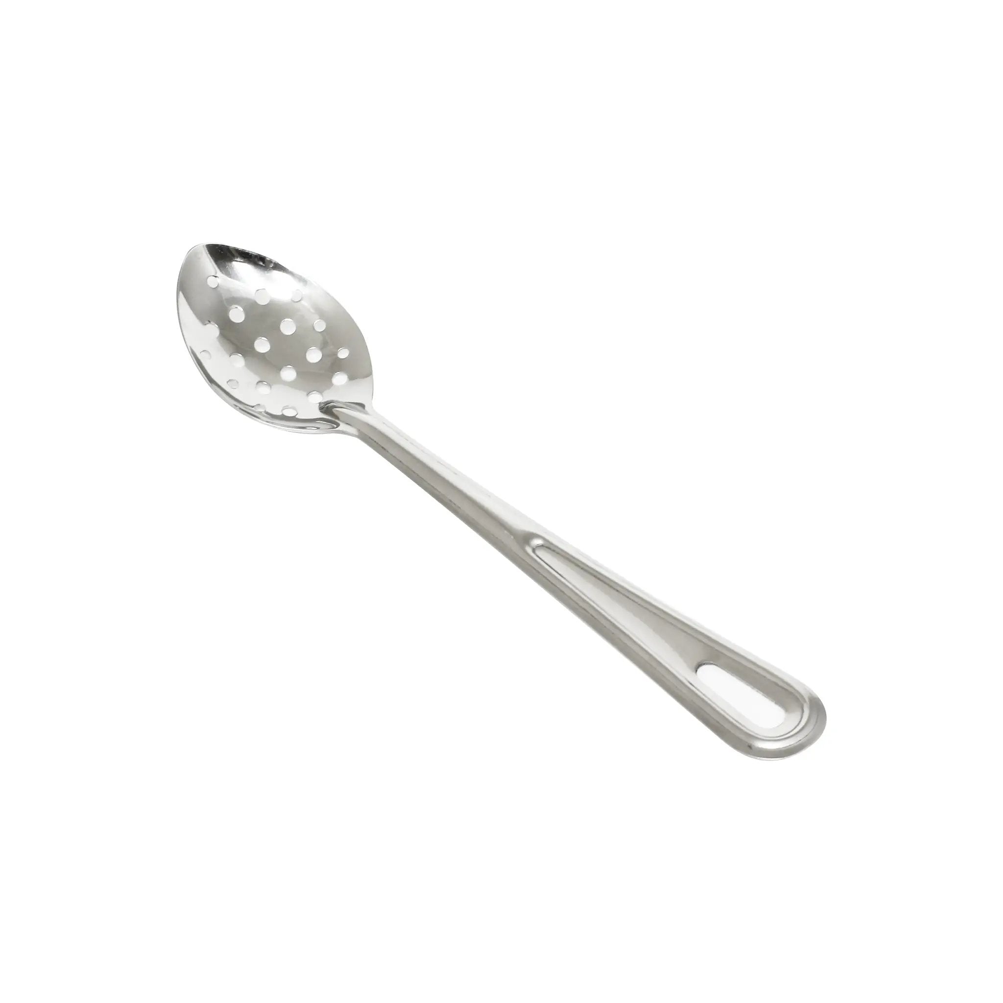 Thunder Group 4-1/8" x 2-5/8", 8-7/8" Handle, Perforated Basting Spoon with 1-1/2" x 1/2" Hanging Slot, Stainless Steel, 1.2 mm Thickness, Perforated Hole Sizes: 1/4" Diameter & 1/8" Diameter, Heavy-Duty by Thunder Group (thunder-group-4-1-8-x-2-5-8-8-7-8-handle-perforated-basting-spoon-with-1-1-2-x-1-2-hanging-slot-stainless-steel-1-2-mm-thickness-perforated-hole-sizes-1-4-diameter-1-8-diameter-heavy-duty)
