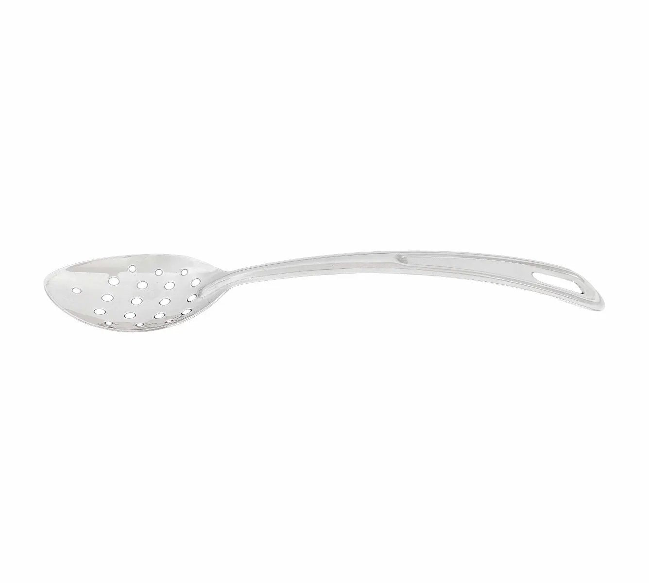 Thunder Group 4" x 2-3/4", 9" Handle, Perforated Curved Basting Spoon with 1-1/2" x 1/2" Hanging Slot, Stainless Steel, 18 Gauge, 1.2mm Thickness, Perforated Hole Sizes: 1/4" Diameter x 1/8" Diameter, Heavy-Duty by Thunder Group (thunder-group-4-x-2-3-4-9-handle-perforated-curved-basting-spoon-with-1-1-2-x-1-2-hanging-slot-stainless-steel-18-gauge-1-2mm-thickness-perforated-hole-sizes-1-4-diameter-x-1-8-diameter-heavy-duty)