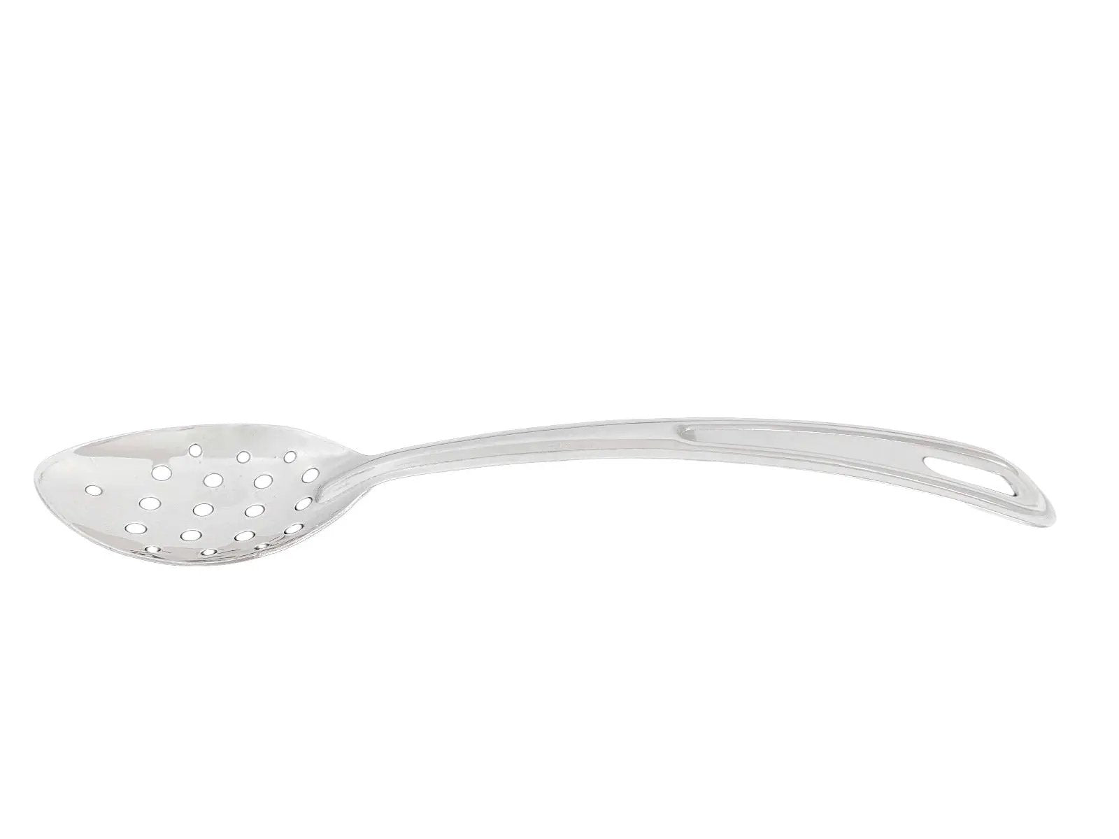 Thunder Group 4" x 2-3/4", 10-1/2" Handle, Perforated Curved Basting Spoon with 1-1/2" x 1/2" Hanging Slot, Stainless Steel, 18 Gauge, 1.2mm Thickness, Perforated Hole Sizes: 1/4" Diameter x 1/8" Diameter, Heavy-Duty by Thunder Group (thunder-group-4-x-2-3-4-10-1-2-handle-perforated-curved-basting-spoon-with-1-1-2-x-1-2-hanging-slot-stainless-steel-18-gauge-1-2mm-thickness-perforated-hole-sizes-1-4-diameter-x-1-8-diameter-heavy-duty)