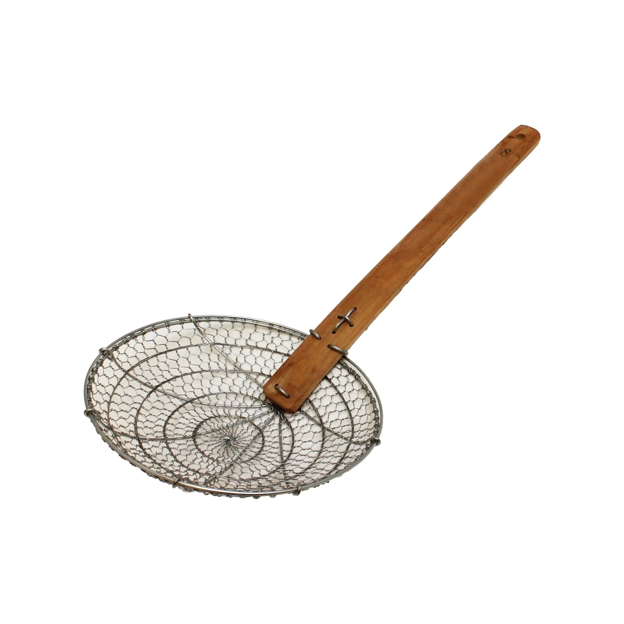 Thunder Group 8" Diameter x 2-1/4" Height, Galvanized Fine Mesh Skimmer, Galvanized Wire Mesh with 12-3/8" length x 1-1/2" width Bamboo Handle by Thunder Group (thunder-group-8-diameter-x-2-1-4-height-galvanized-fine-mesh-skimmer-galvanized-wire-mesh-with-12-3-8-length-x-1-1-2-width-bamboo-handle)