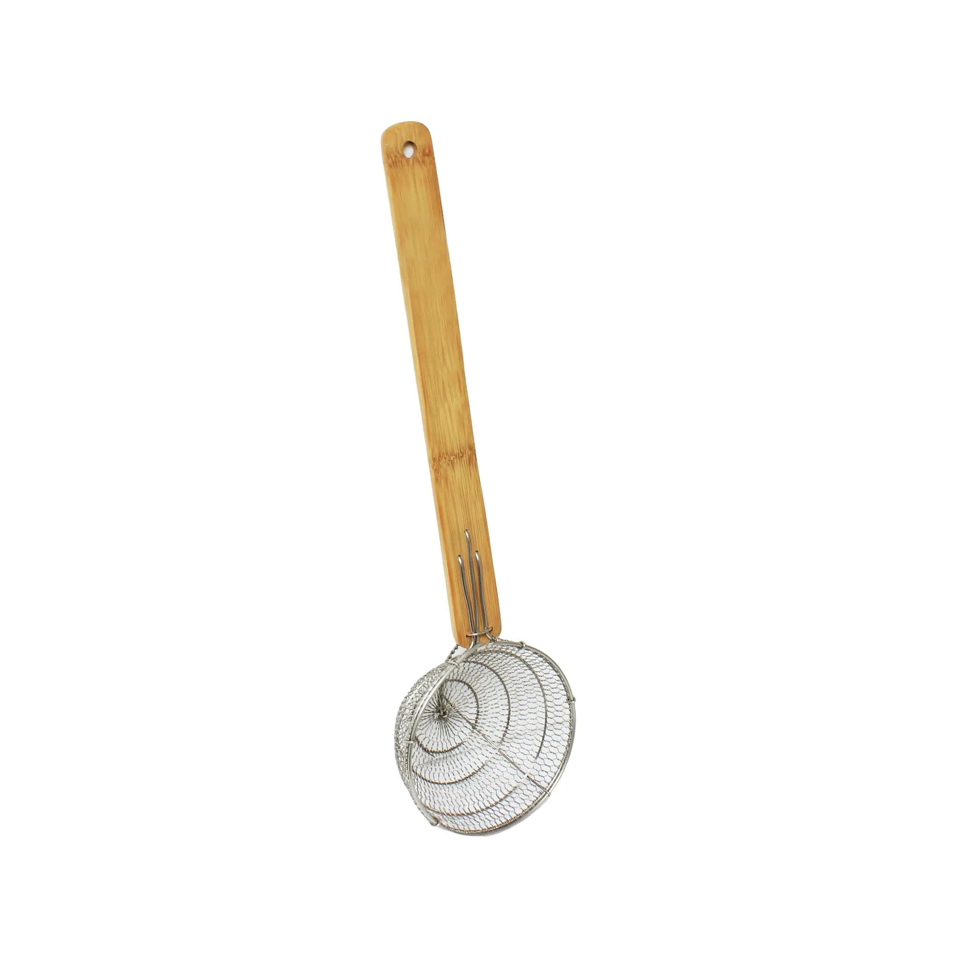 Thunder Group 5" Diameter x 2-3/4" Deep, Galvanized Bowl Style Skimmer, Galvanized Wire Mesh with 12-3/4" length x 1-1/8" Width Bamboo Handle by Thunder Group (thunder-group-5-diameter-x-2-3-4-deep-galvanized-bowl-style-skimmer-galvanized-wire-mesh-with-12-3-4-length-x-1-1-8-width-bamboo-handle)