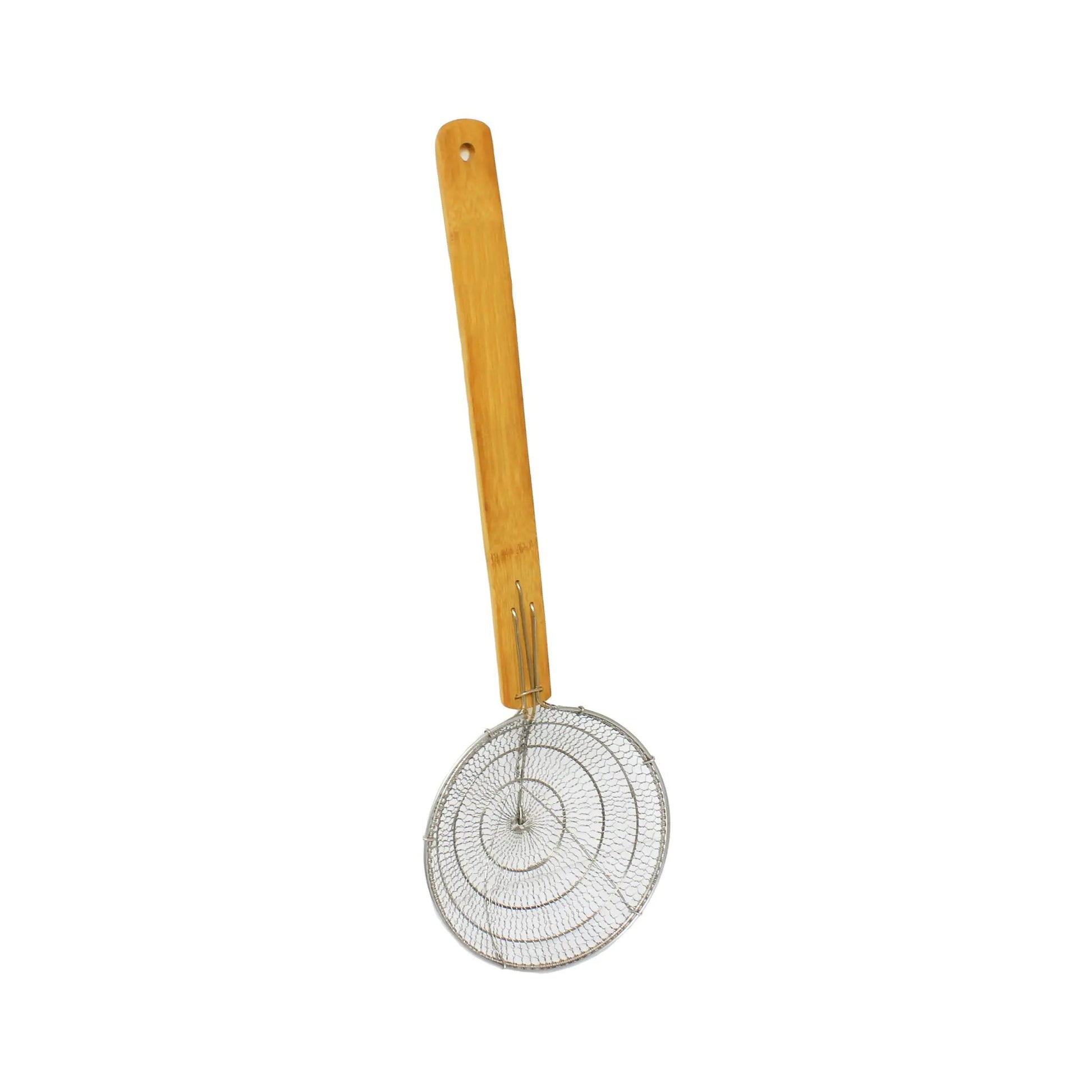 Thunder Group 6" Diameter x 1-3/4" Deep, Galvanized Flat Style Skimmer, Galvanized Wire Mesh with 12-7/8" length x 1-1/8" width Bamboo Handle by Thunder Group (thunder-group-6-diameter-x-1-3-4-deep-galvanized-flat-style-skimmer-galvanized-wire-mesh-with-12-7-8-length-x-1-1-8-width-bamboo-handle)
