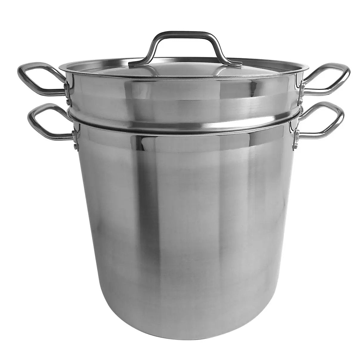 Thunder Group 20 qt, Outer Pan: 12-3/8" Diameter x 11-5/8" Height, Inner Basket: 11-1/4" Diameter x 10-3/4" Height, with 2-3/4" Length for Welded Handle, Overall Heights: 12-3/8", Pasta Cooker with 12-1/2" Diameter x 3/4" Thickness Lid by Thunder Group (thunder-group-20-qt-outer-pan-12-3-8-diameter-x-11-5-8-height-inner-basket-11-1-4-diameter-x-10-3-4-height-with-2-3-4-length-for-welded-handle-overall-heights-12-3-8-pasta-cooker-with-12-1-2-diameter-x-3-4-thickness-lid)