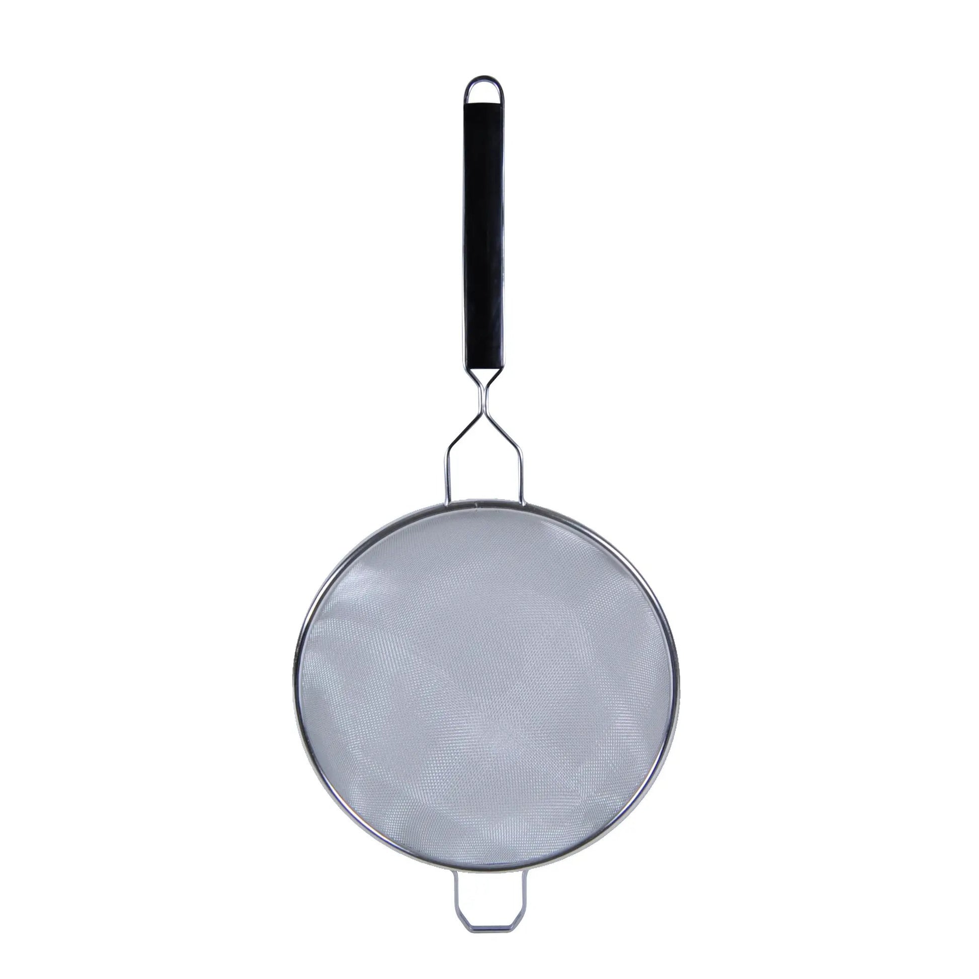 Thunder Group 10" Diameter x 4-1/8" Height, 10-3/4" Handle Length with 1-3/4" Front Hook Length, Single Medium Mesh Strainer, Stainless Steel 18/8, 304 Material with Black Color Polypropylene Handle, Easy to Clean by Thunder Group (thunder-group-10-diameter-x-4-1-8-height-10-3-4-handle-length-with-1-3-4-front-hook-length-single-medium-mesh-strainer-stainless-steel-18-8-304-material-with-black-color-polypropylene-handle-easy-to-clean)