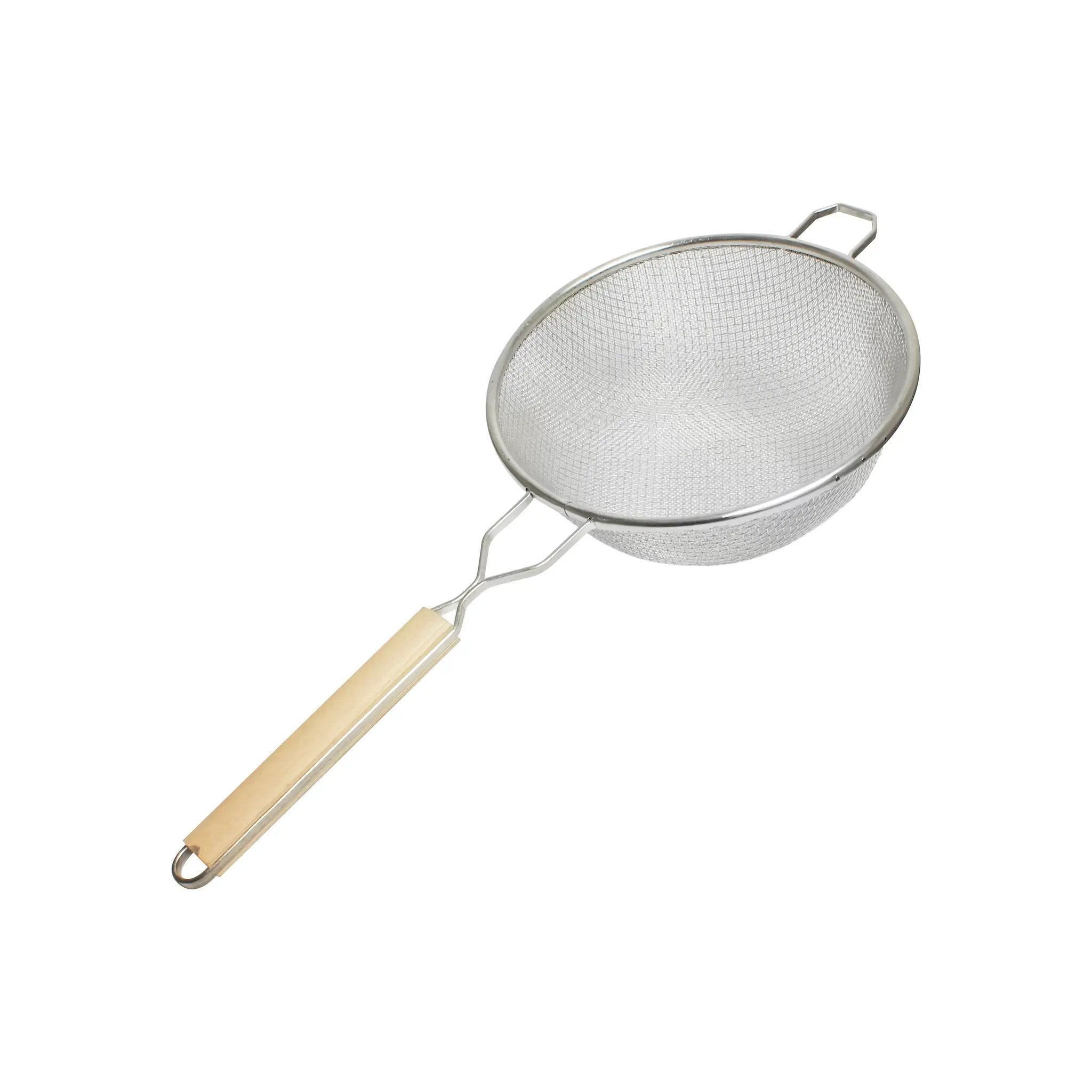 Thunder Group 10" Diameter x 4-1/8" Height, 10-3/4" Handle Length, Double Medium Mesh Strainer, Stainless Steel Mesh with Flat Wooden Handle by Thunder Group (thunder-group-10-diameter-x-4-1-8-height-10-3-4-handle-length-double-medium-mesh-strainer-stainless-steel-mesh-with-flat-wooden-handle)