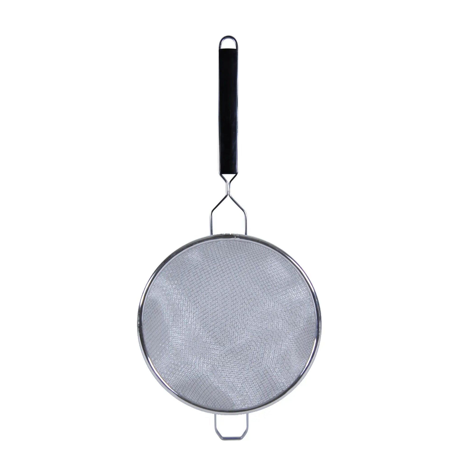 Thunder Group 10" Diameter x 4-1/8" Height, 10-3/4" Handle Length with 1-3/4" Front Hook Length, Double Medium Mesh Strainer, Stainless Steel 18/8, 304 Material with Black Color Polypropylene Handle, Easy to Clean by Thunder Group (thunder-group-10-diameter-x-4-1-8-height-10-3-4-handle-length-with-1-3-4-front-hook-length-double-medium-mesh-strainer-stainless-steel-18-8-304-material-with-black-color-polypropylene-handle-easy-to-clean)