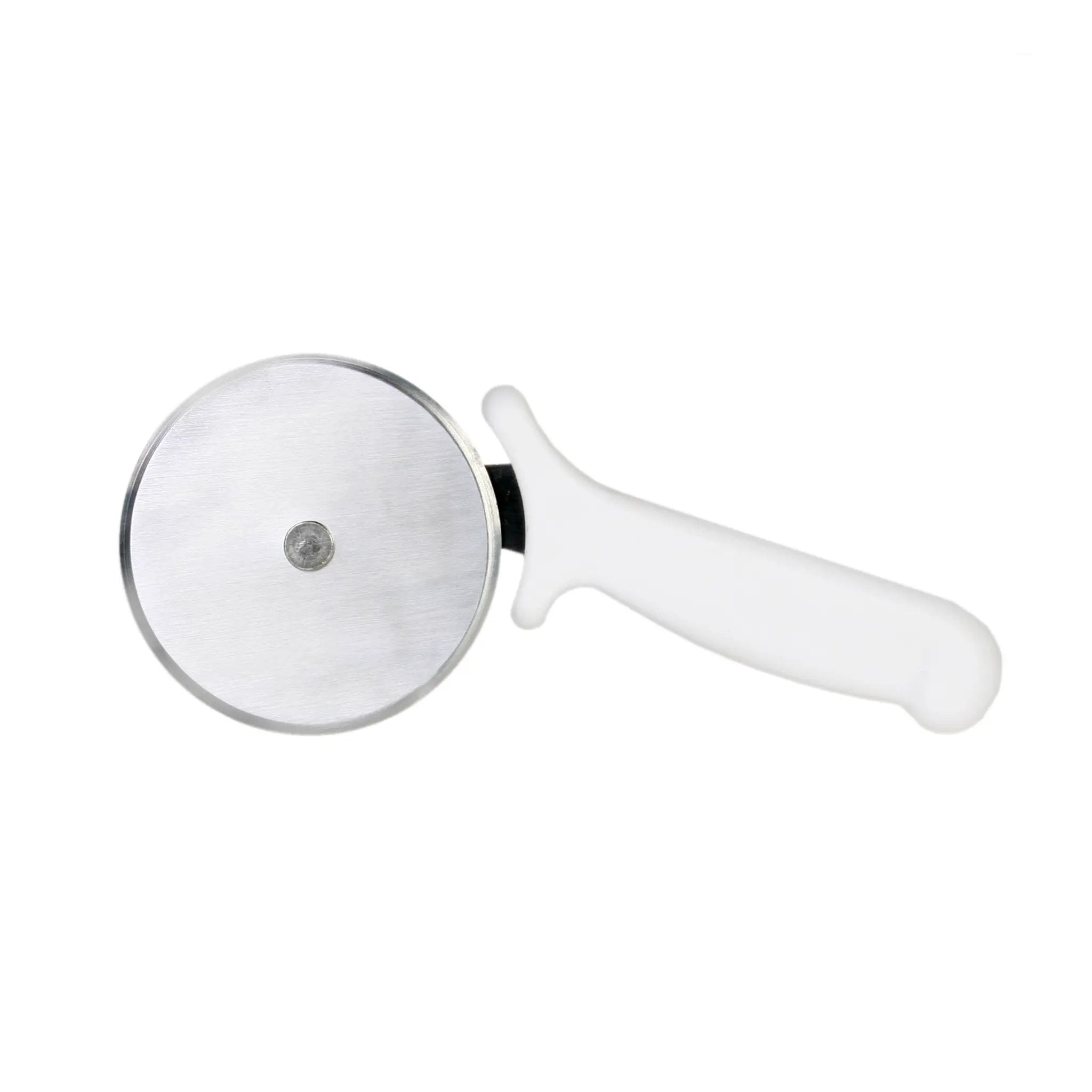 Thunder Group 9-1/4" x 4-1/2" x 7/8" Pizza Cutter, 4" Blade Size, Stainless Steel Blade with White Plastic Handle by Thunder Group (thunder-group-9-1-4-x-4-1-2-x-7-8-pizza-cutter-4-blade-size-stainless-steel-blade-with-white-plastic-handle)