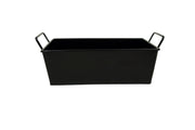 Rectangle Galvanized Metal Bread Basket with handles - Black - 8 Inch.