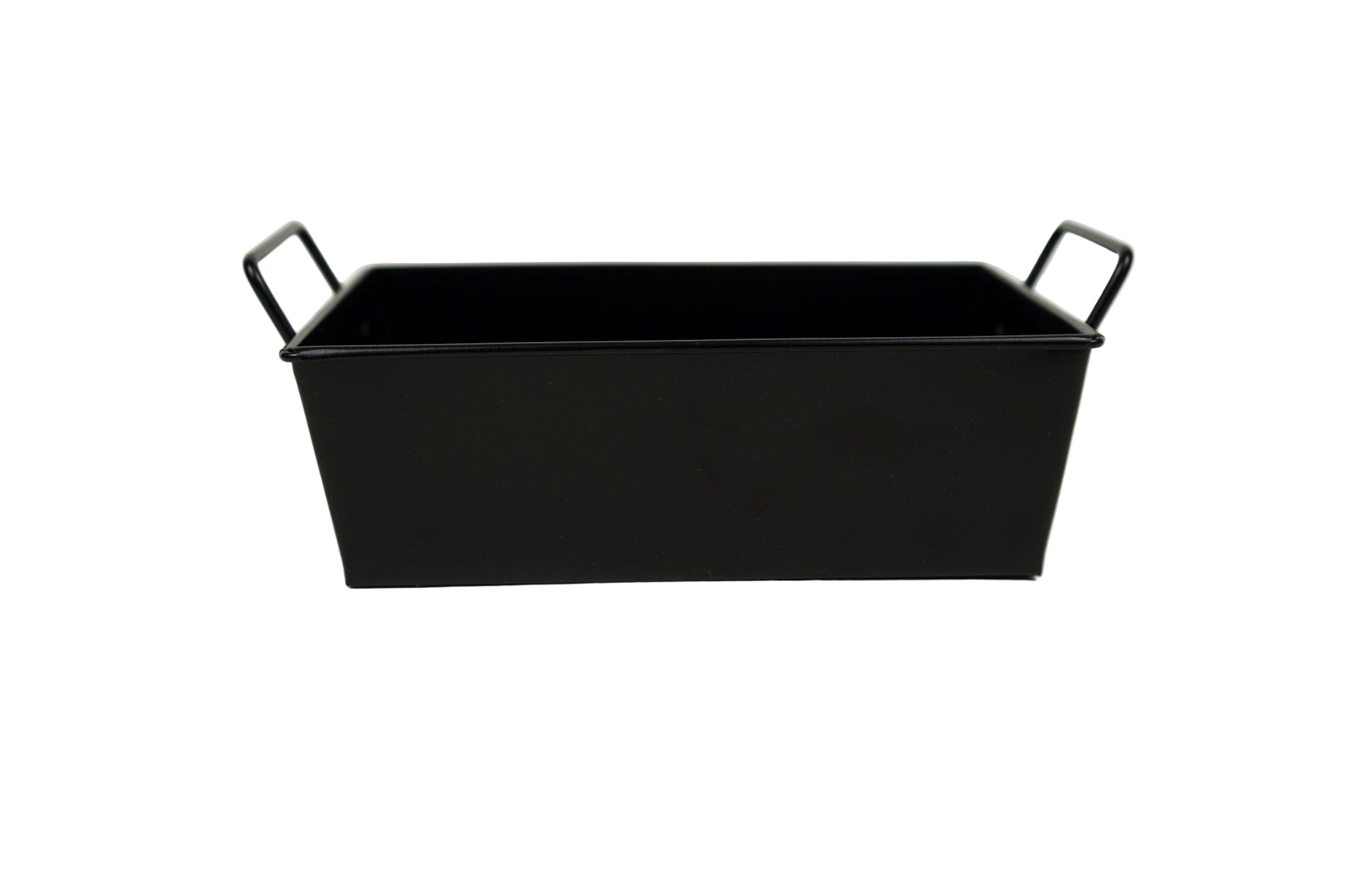 Rectangle Galvanized Metal Bread Basket with handles - Black - 8 Inch.