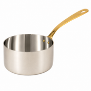 Stainless Steel Sauce Pan serving bowl with Brass Handle- 20 Oz.