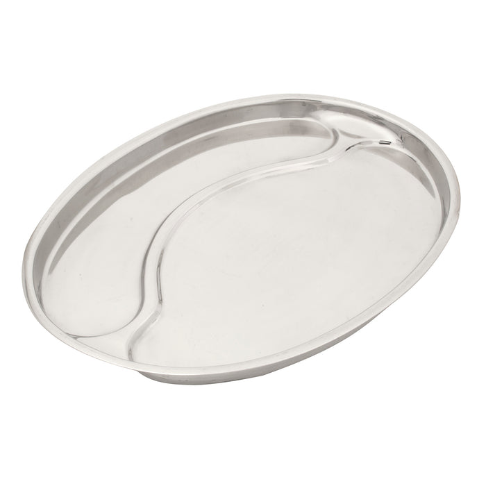 Stainless Steel Oval Sectional Thali Platter 17 Inch