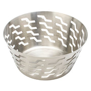 Stainless Steel Round Bread Basket - Zig Zag 8 Inch Wide x 3.5 Inch H