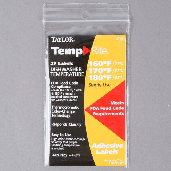 Taylor 8769 TempRite Dishwasher Temperature Labels, 27-Pack Product Image