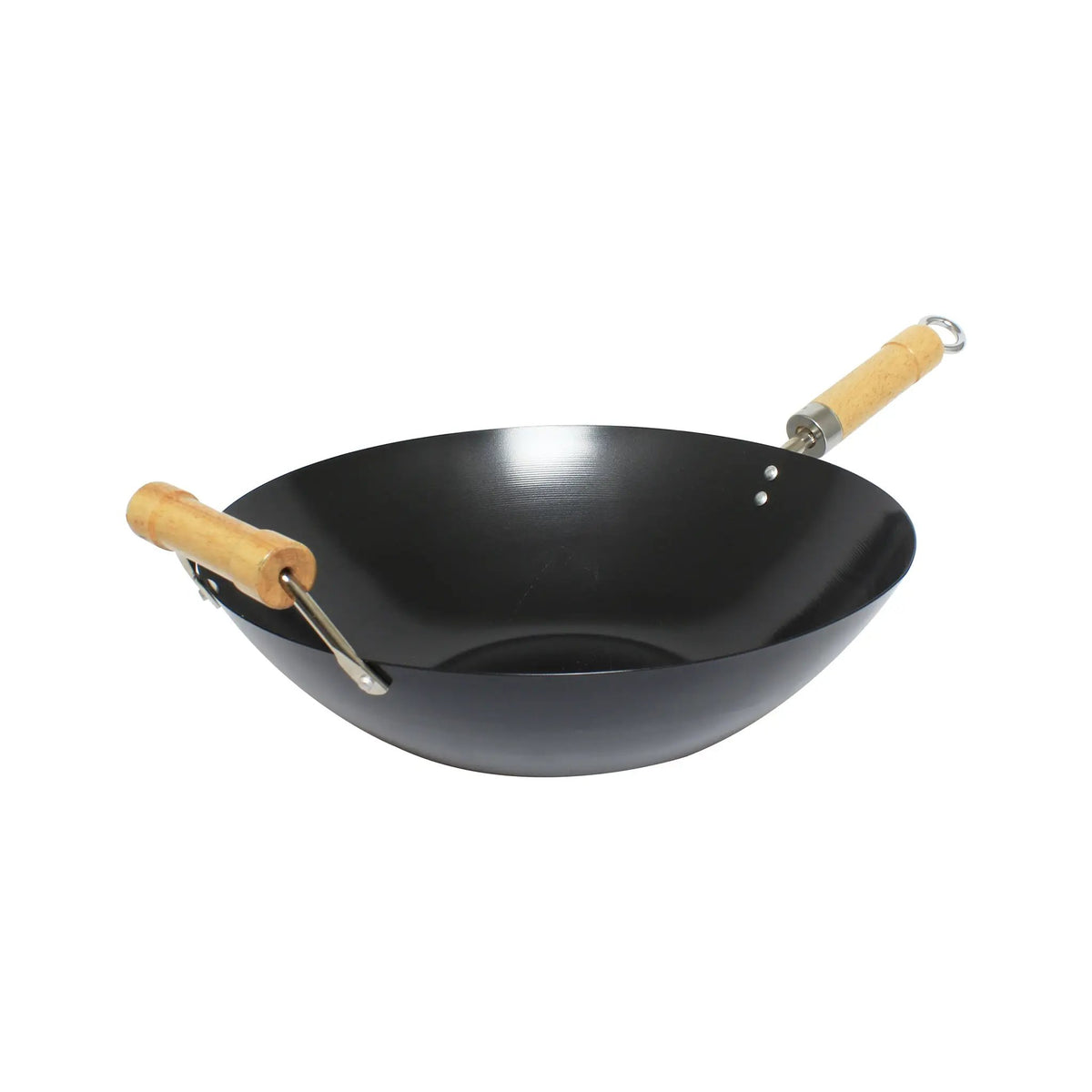 Thunder Group 14" Diameter x 5-7/8" Height, Non-Stick Coating Wok, Carbon Steel body with 7-5/8" Wooden Handle and 2-1/8" Wooden Helper Handle, Made in Taiwan by Thunder Group (thunder-group-14-diameter-x-5-7-8-height-non-stick-coating-wok-carbon-steel-body-with-7-5-8-wooden-handle-and-2-1-8-wooden-helper-handle-made-in-taiwan)