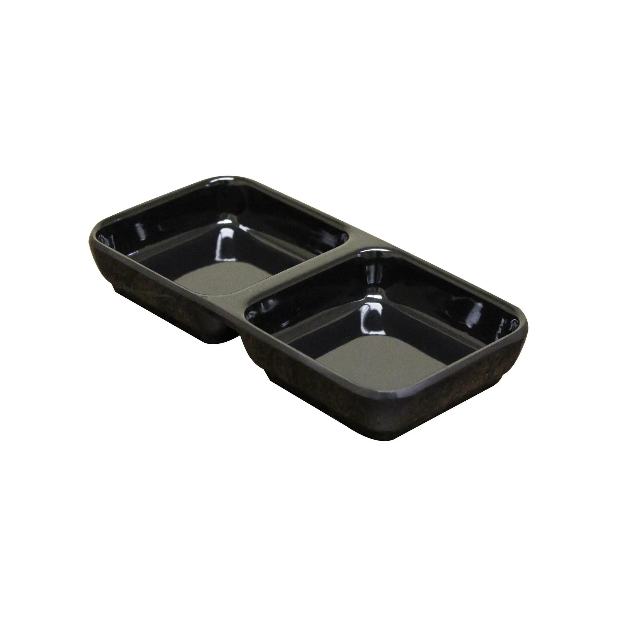 Thunder Group 4 oz, 6" x 3", Twin Sauce Dish, Classic Black Dinnerware, Melamine, BPA Free, Dishwasher Safe, Break-Resistant, Shatter-Resistant, No Microwave, No Oven, NSF by Thunder Group (thunder-group-4-oz-6-x-3-twin-sauce-dish-classic-black-dinnerware-melamine-bpa-free-dishwasher-safe-break-resistant-shatter-resistant-no-microwave-no-oven-nsf)