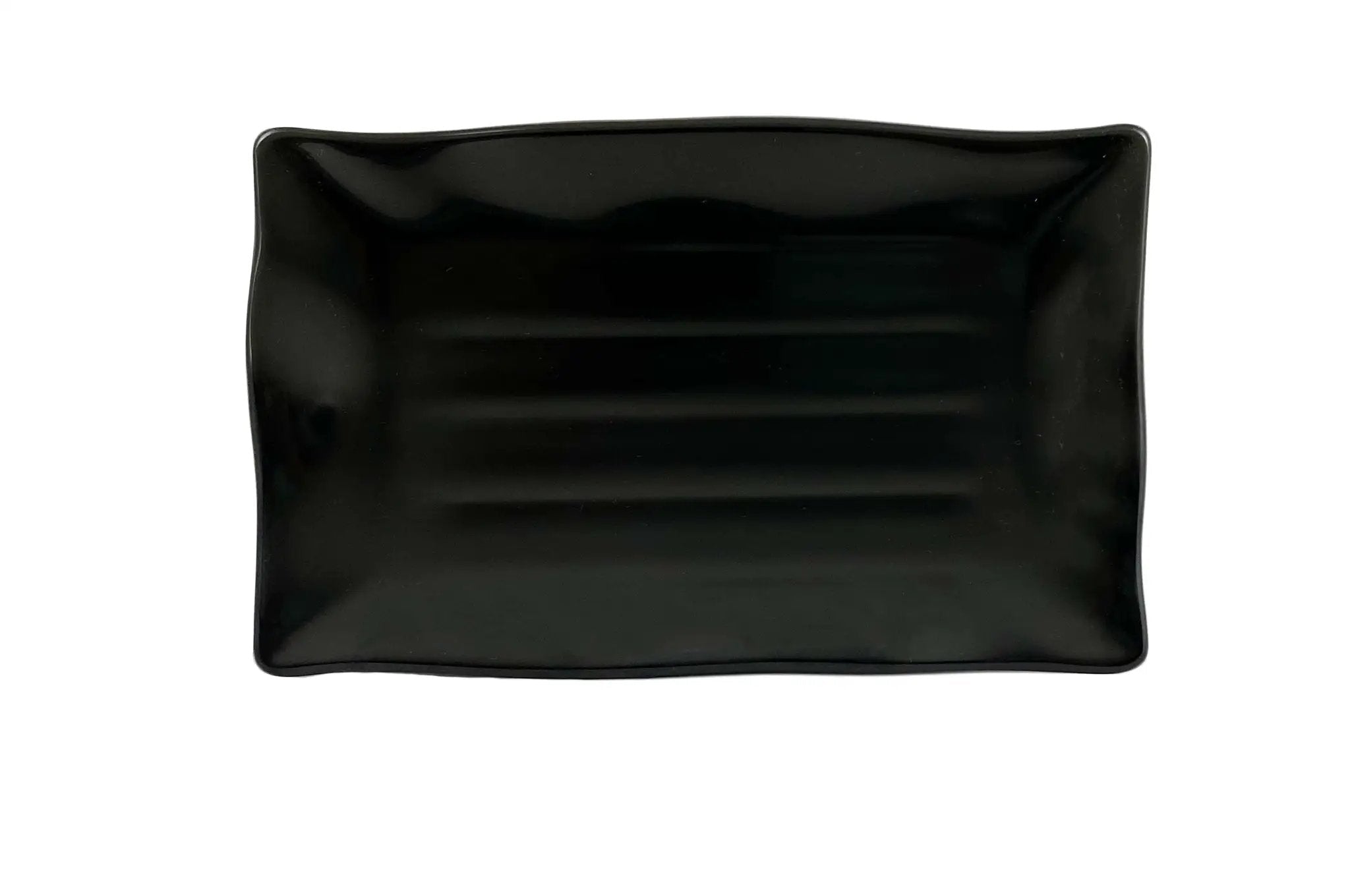 Thunder Group 11-1/4" x 7-1/4", 1" Deep, Wavy Rectangular Plate, Classic Black Dinnerware, Melamine, BPA Free, Dishwasher Safe, Break-Resistant, Shatter-Resistant, No Microwave, No Oven, NSF by Thunder Group (thunder-group-11-1-4-x-7-1-4-1-deep-wavy-rectangular-plate-classic-black-dinnerware-melamine-bpa-free-dishwasher-safe-break-resistant-shatter-resistant-no-microwave-no-oven-nsf)
