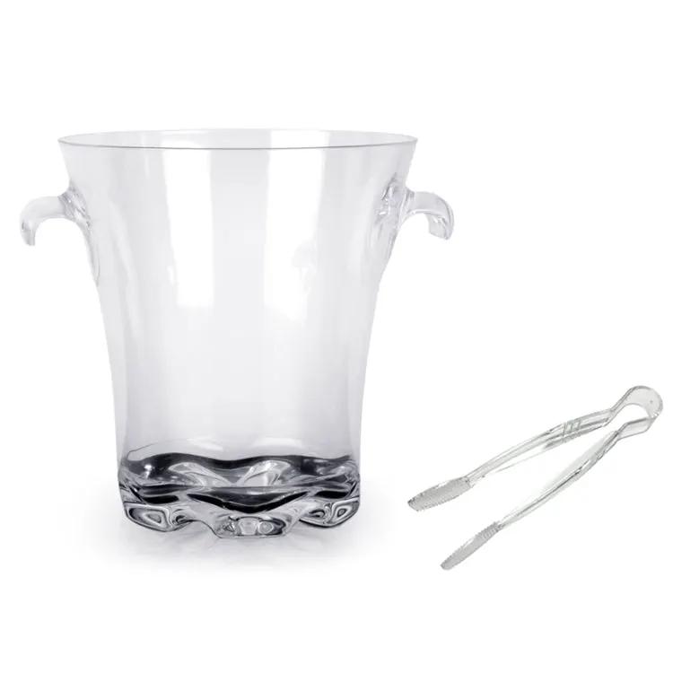 Thunder Group 4 qt, 8-1/2" Diameter, Ice Bucket with 6" Tong for Bottle Service, Clear Color, Polycarbonate, Starburst Heavy Base, Patented, Dishwasher Safe, Break-Resistant, Shatter-Resistant, No Microwave, No Oven by Thunder Group (thunder-group-4-qt-8-1-2-diameter-ice-bucket-with-6-tong-for-bottle-service-clear-color-polycarbonate-starburst-heavy-base-patented-dishwasher-safe-break-resistant-shatter-resistant-no-microwave-no-oven)