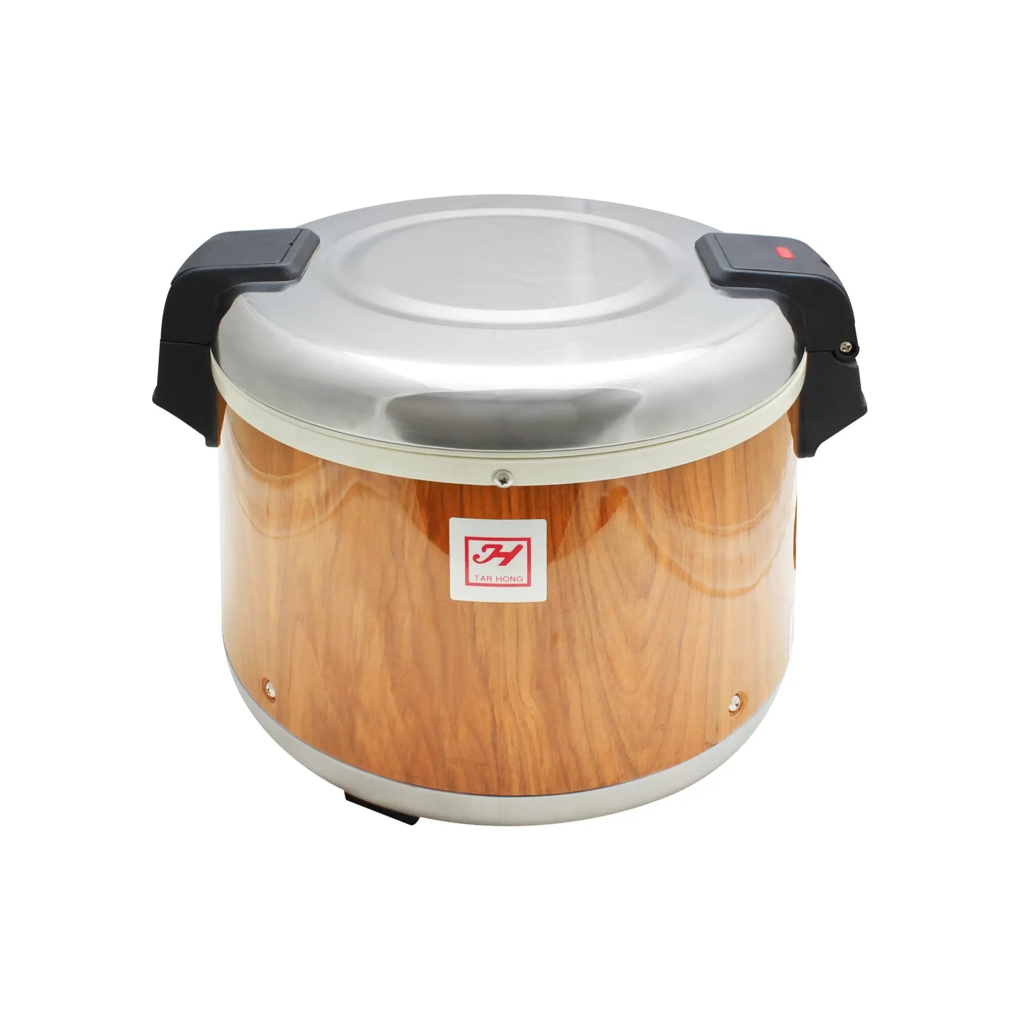Thunder Group 30 Cup, 115-3/4" Diameter x 11-4/5" Height, Electric Rice Warmer, Mirror Finished Stainless Steel Hinged Lid and Base with Wood Grain accented body by Thunder Group (thunder-group-30-cup-115-3-4-diameter-x-11-4-5-height-electric-rice-warmer-mirror-finished-stainless-steel-hinged-lid-and-base-with-wood-grain-accented-body)