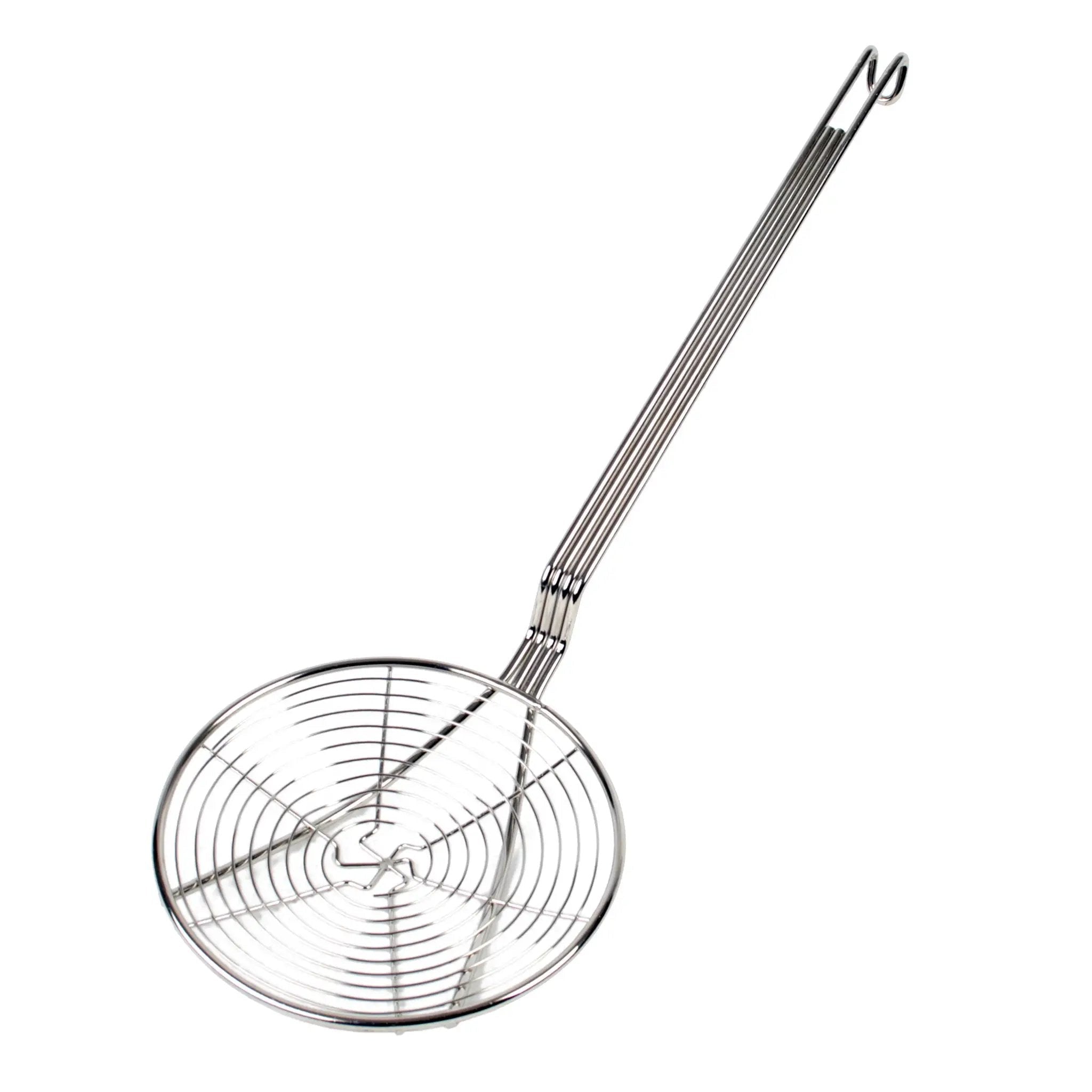 Thunder Group 7" Diameter, 13" Handle Length, Round Spiral Wire Skimmer, Nickel Plated, Easy to Clean by Thunder Group (thunder-group-7-diameter-13-handle-length-round-spiral-wire-skimmer-nickel-plated-easy-to-clean)