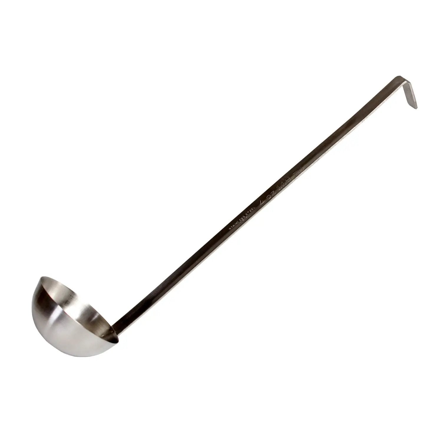 Thunder Group 4 oz, 3" Diameter x 1-3/8" Height Ladle Bowl size, 12" Length x 1/2" Width Handle and 1-5/8" Length x 1/2" Width bended tip can be easily nested on Pot rim or hung on rack, Stainless Steel Two-Piece Ladle by Thunder Group (thunder-group-4-oz-3-diameter-x-1-3-8-height-ladle-bowl-size-12-length-x-1-2-width-handle-and-1-5-8-length-x-1-2-width-bended-tip-can-be-easily-nested-on-pot-rim-or-hung-on-rack-stainless-steel-two-piece-ladle)