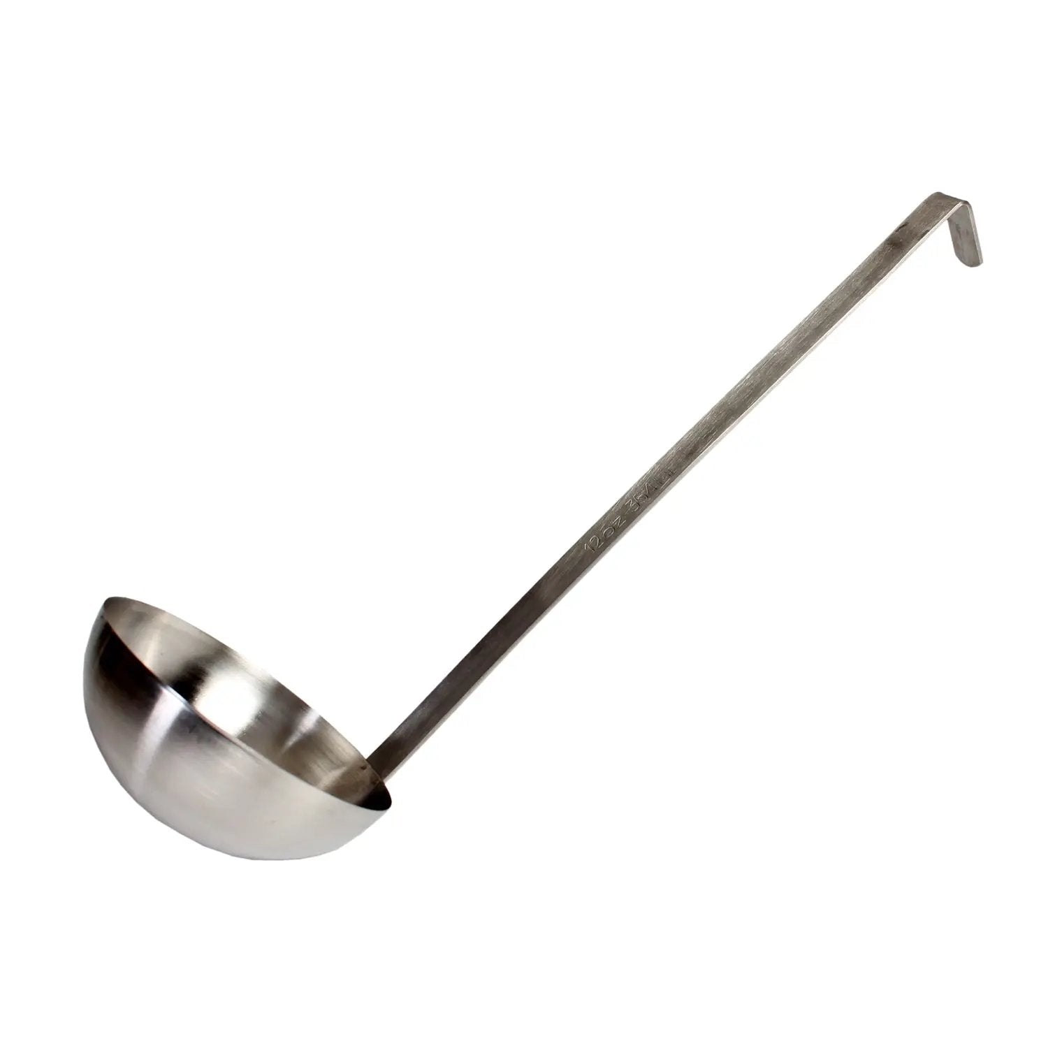 Thunder Group 12 oz, 4-3/4" Diameter x 1-7/8" Height Ladle Bowl size, 15-1/2" Length x 1-7/8" Width Handle and 1-3/4" Length x 3/4" width bended tip can be easily nested on Pot rim or hung on rack, Stainless Steel Two-Piece Ladle by Thunder Group (thunder-group-12-oz-4-3-4-diameter-x-1-7-8-height-ladle-bowl-size-15-1-2-length-x-1-7-8-width-handle-and-1-3-4-length-x-3-4-width-bended-tip-can-be-easily-nested-on-pot-rim-or-hung-on-rack-stainless-steel-two-piece-ladle)