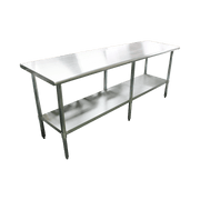 Thunder Group 30" x 84" x 35", Flat Top Worktable with Rounded Edges, Stainless Steel 430, 18 Gauge, 1" Adjustable Plastic Bullet Feet, Galvanized 6 Legs (for extra support), Socket, under shelf & hat channel, Heavy-Duty by Thunder Group (thunder-group-30-x-84-x-35-flat-top-worktable-with-rounded-edges-stainless-steel-430-18-gauge-1-adjustable-plastic-bullet-feet-galvanized-6-legs-for-extra-support-socket-under-shelf-hat-channel-heavy-duty)