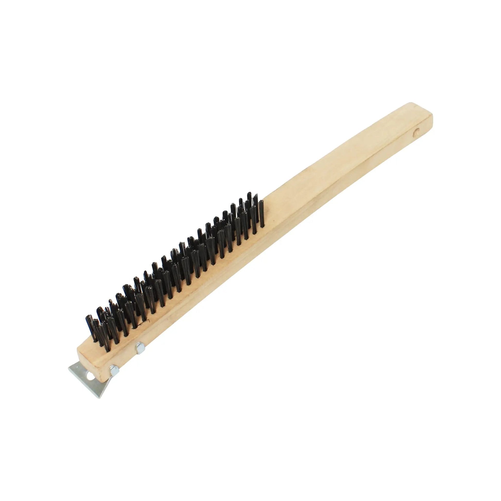 Thunder Group 14" x 2-5/8" x 7-3/4", Wire Brush with Scraper, Black Metal Wire Brush with Wooden Handle by Thunder Group (thunder-group-14-x-2-5-8-x-7-3-4-wire-brush-with-scraper-black-metal-wire-brush-with-wooden-handle)