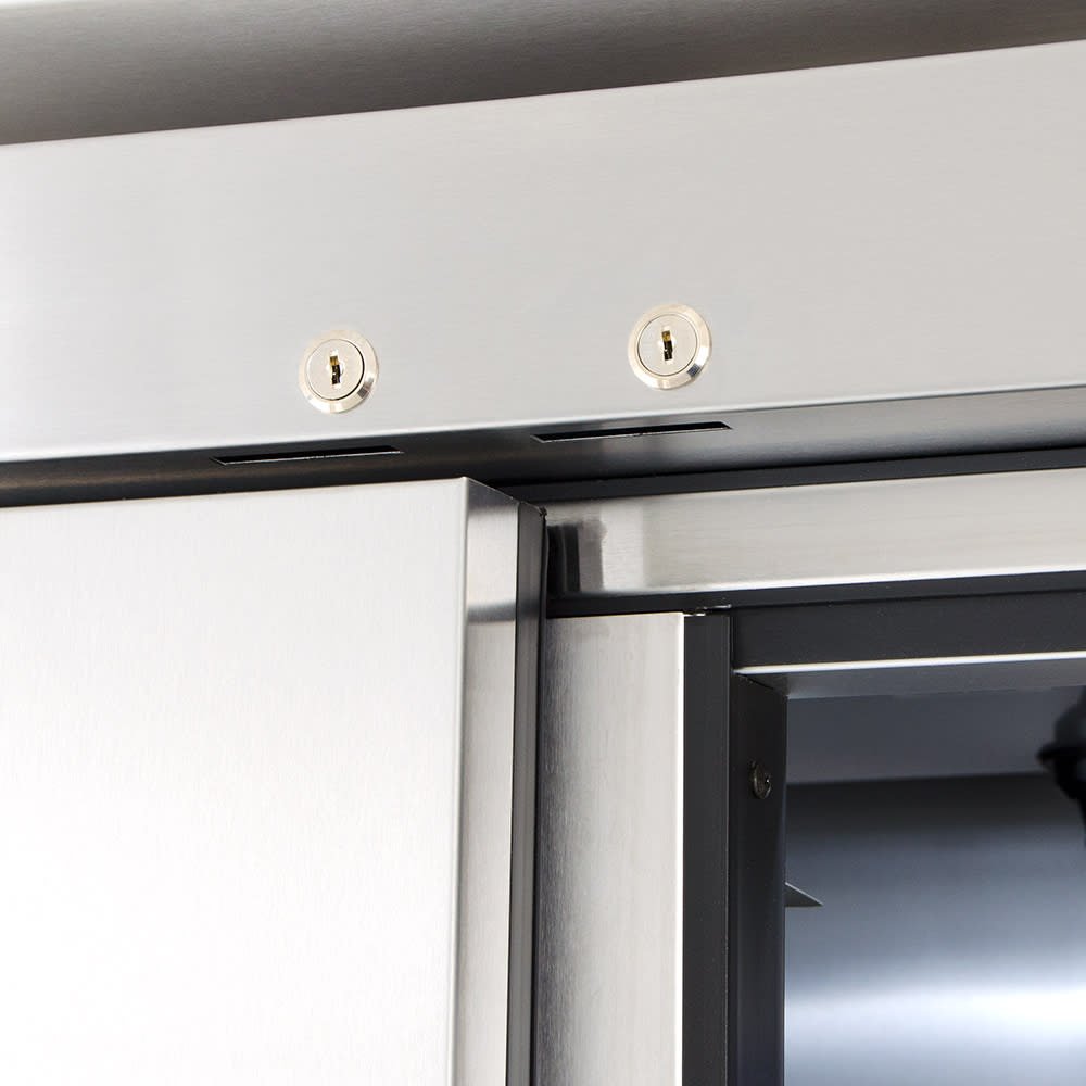 True T - 49 - HC 54" Two Section Reach In Refrigerator, (2) Left/Right Hinge Solid Doors, 115v